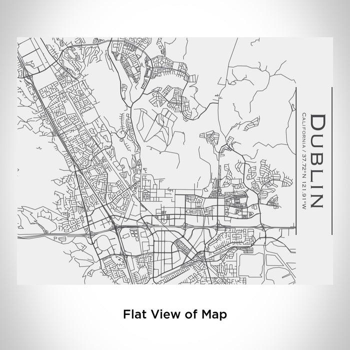 Rendered View of Dublin California Map Engraving on 20oz Stainless Steel Insulated Bottle with Bamboo Top in White