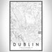 Dublin California Map Print Portrait Orientation in Classic Style With Shaded Background