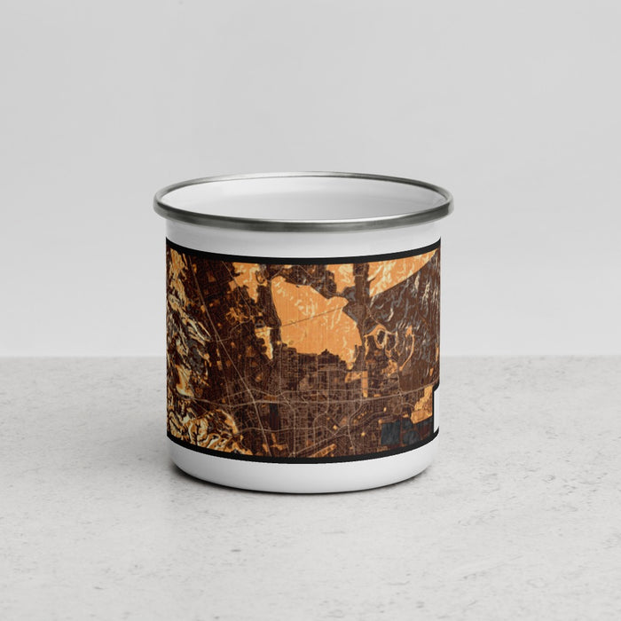 Front View Custom Dublin California Map Enamel Mug in Ember