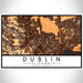 Dublin California Map Print Landscape Orientation in Ember Style With Shaded Background