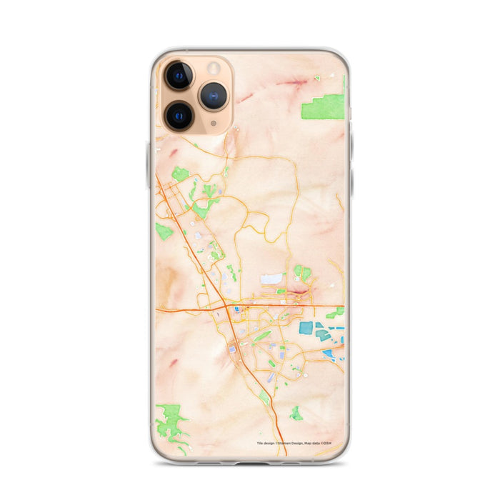Custom iPhone 11 Pro Max Dublin California Map Phone Case in Watercolor