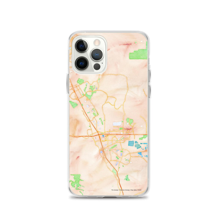 Custom iPhone 12 Pro Dublin California Map Phone Case in Watercolor