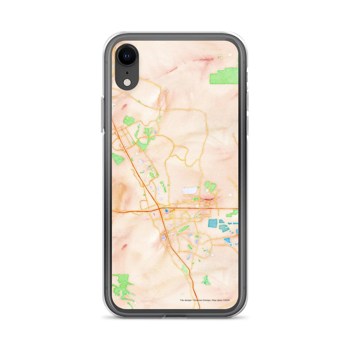 Custom iPhone XR Dublin California Map Phone Case in Watercolor