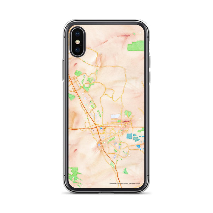 Custom iPhone X/XS Dublin California Map Phone Case in Watercolor