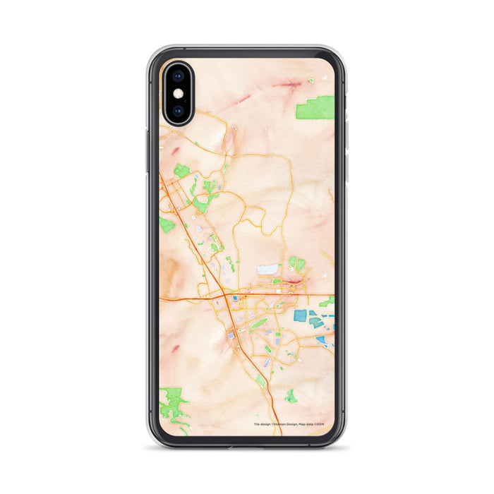 Custom iPhone XS Max Dublin California Map Phone Case in Watercolor
