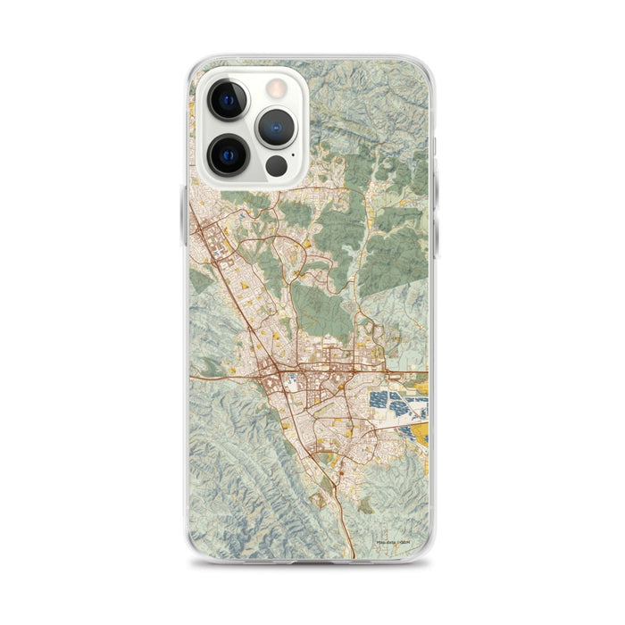 Custom iPhone 12 Pro Max Dublin California Map Phone Case in Woodblock
