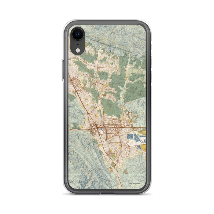 Custom iPhone XR Dublin California Map Phone Case in Woodblock