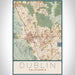 Dublin California Map Print Portrait Orientation in Woodblock Style With Shaded Background