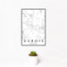 12x18 Dubois Wyoming Map Print Portrait Orientation in Classic Style With Small Cactus Plant in White Planter