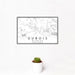 12x18 Dubois Wyoming Map Print Landscape Orientation in Classic Style With Small Cactus Plant in White Planter