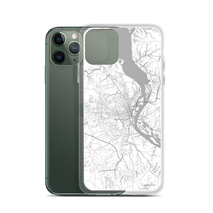 Custom Dubuque Iowa Map Phone Case in Classic on Table with Laptop and Plant