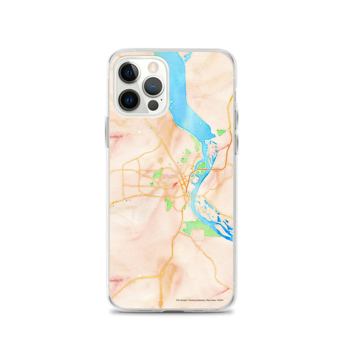 Custom Dubuque Iowa Map iPhone 12 Pro Phone Case in Watercolor
