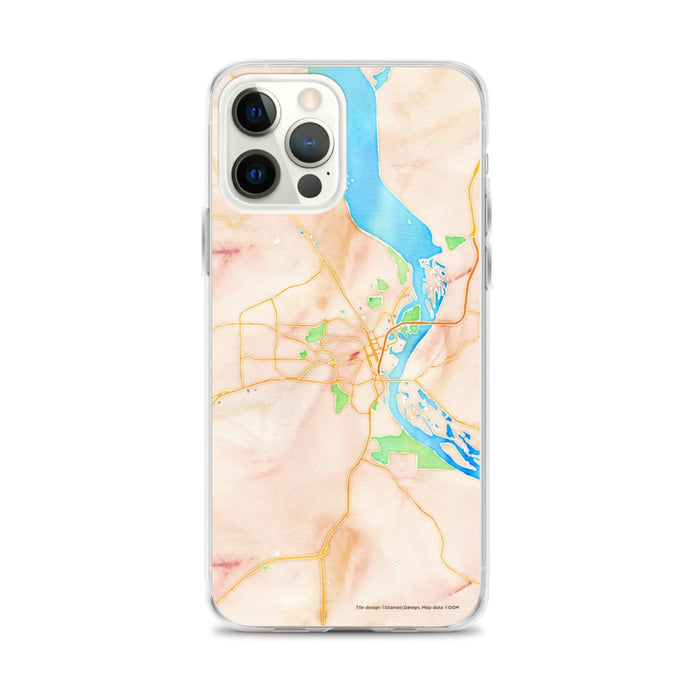 Custom Dubuque Iowa Map iPhone 12 Pro Max Phone Case in Watercolor