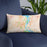 Custom Dubuque Iowa Map Throw Pillow in Watercolor on Blue Colored Chair