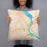 Person holding 18x18 Custom Dubuque Iowa Map Throw Pillow in Watercolor