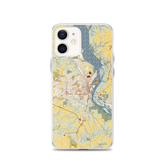 Custom Dubuque Iowa Map iPhone 12 Phone Case in Woodblock