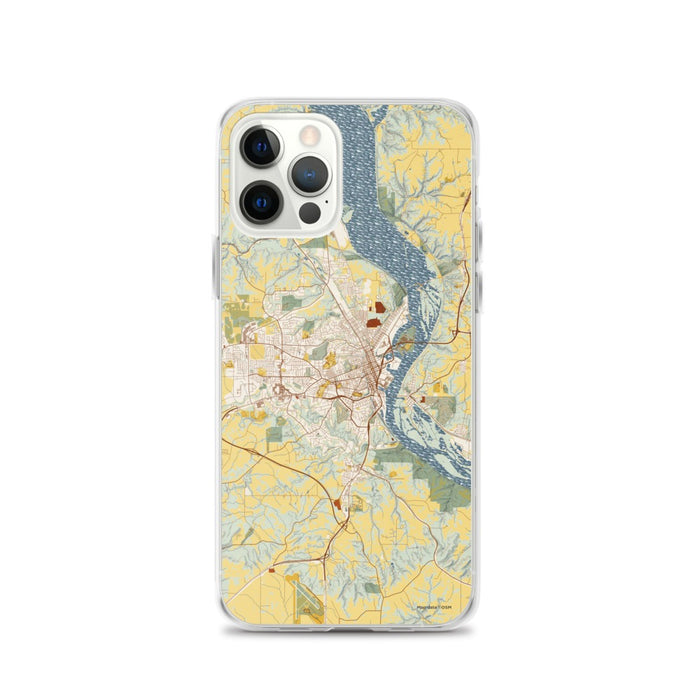 Custom Dubuque Iowa Map iPhone 12 Pro Phone Case in Woodblock