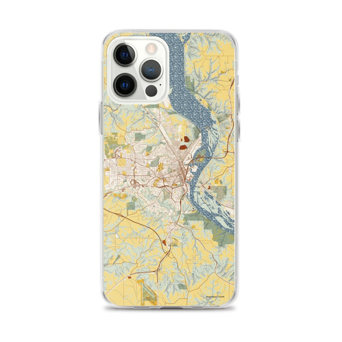Custom Dubuque Iowa Map iPhone 12 Pro Max Phone Case in Woodblock