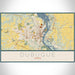 Dubuque Iowa Map Print Landscape Orientation in Woodblock Style With Shaded Background