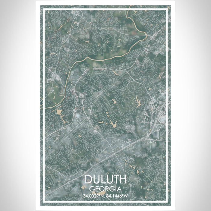 Duluth Georgia Map Print Portrait Orientation in Afternoon Style With Shaded Background