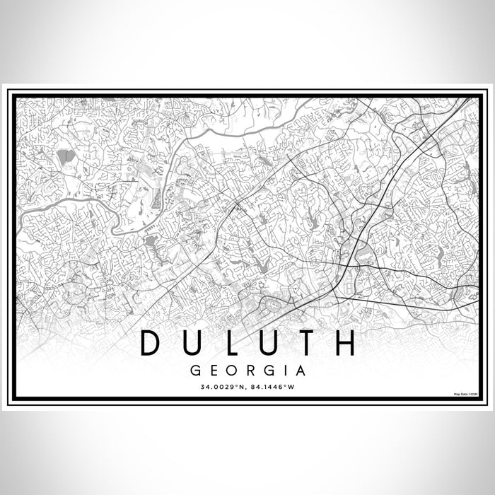 Duluth Georgia Map Print Landscape Orientation in Classic Style With Shaded Background