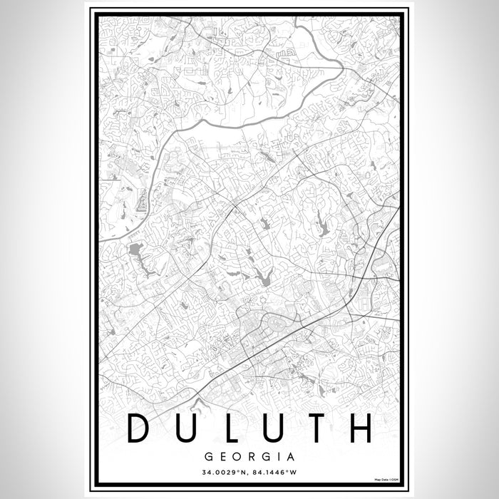 Duluth Georgia Map Print Portrait Orientation in Classic Style With Shaded Background