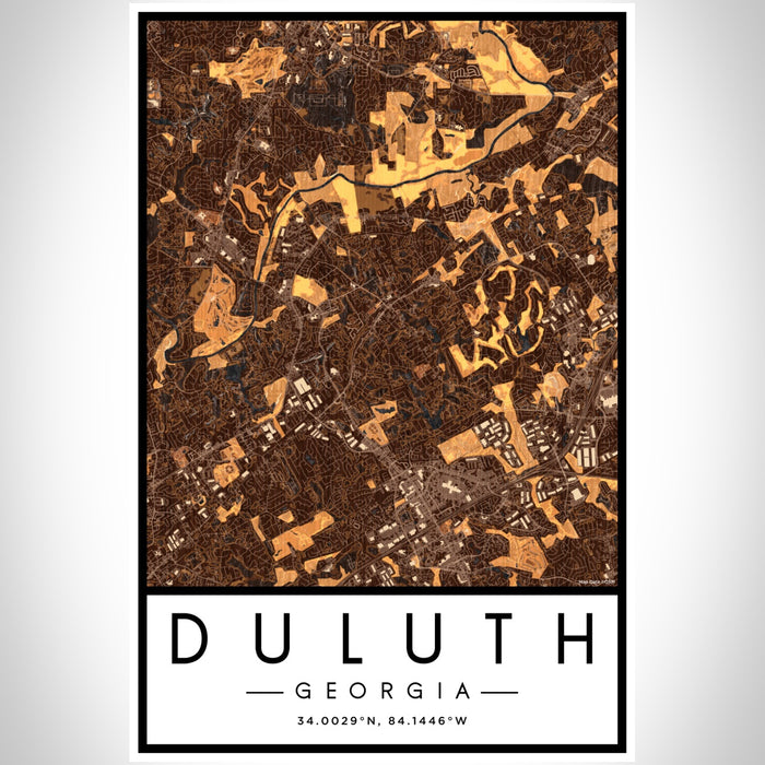 Duluth Georgia Map Print Portrait Orientation in Ember Style With Shaded Background