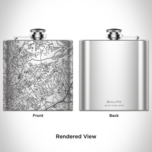 Rendered View of Duluth Georgia Map Engraving on 6oz Stainless Steel Flask