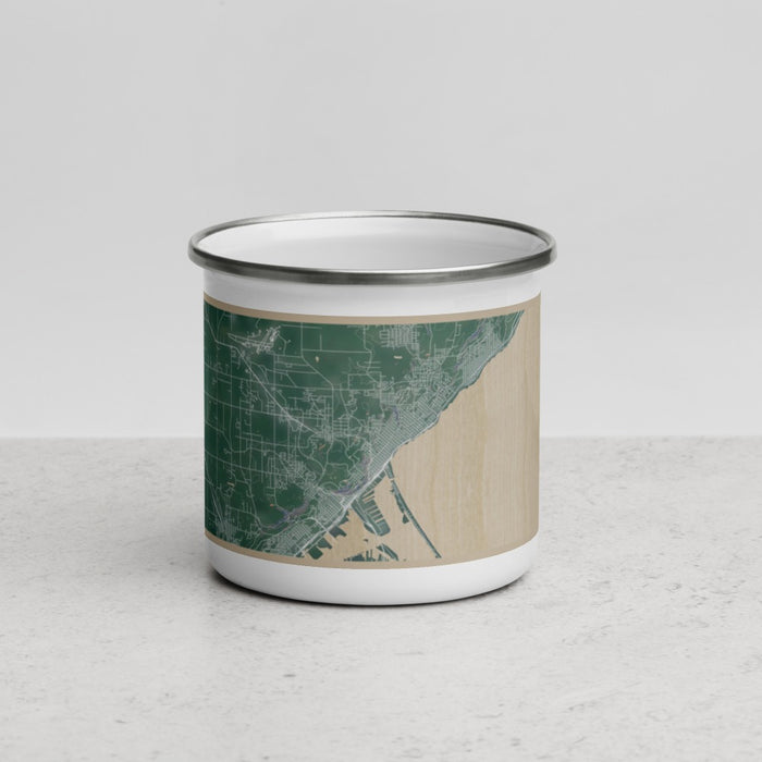 Front View Custom Duluth Minnesota Map Enamel Mug in Afternoon