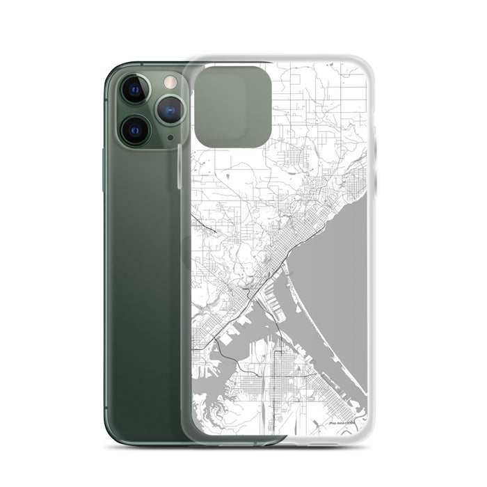 Custom Duluth Minnesota Map Phone Case in Classic on Table with Laptop and Plant