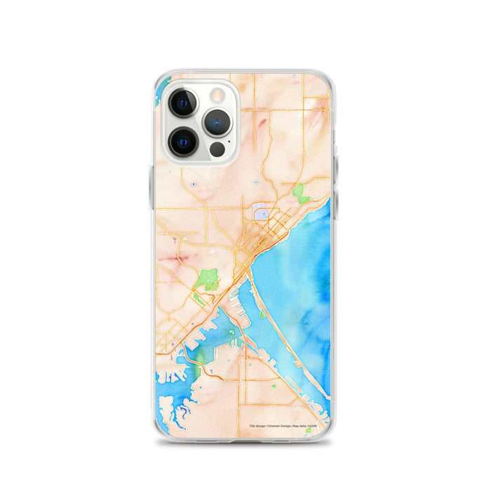 Custom Duluth Minnesota Map iPhone 12 Pro Phone Case in Watercolor
