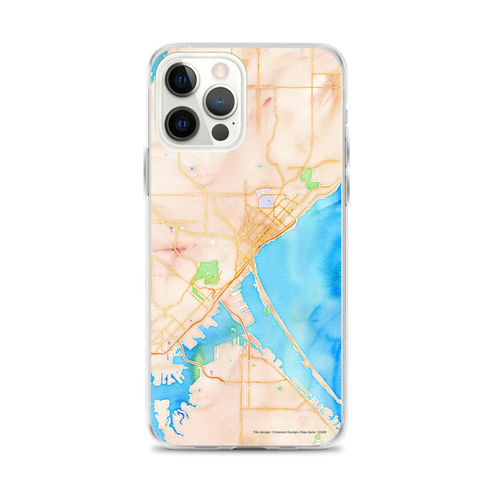 Custom Duluth Minnesota Map iPhone 12 Pro Max Phone Case in Watercolor