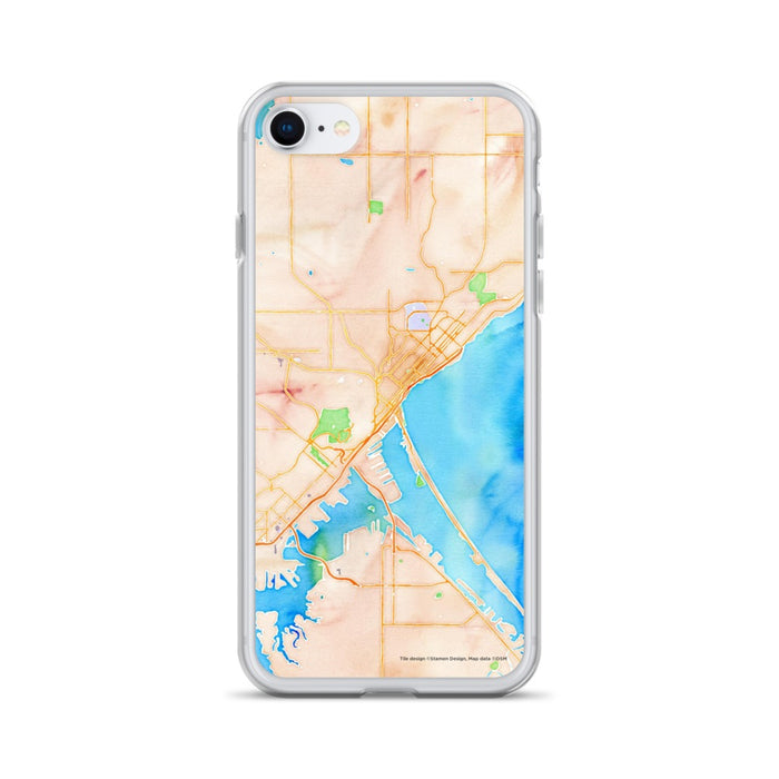 Custom Duluth Minnesota Map iPhone SE Phone Case in Watercolor