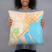 Person holding 18x18 Custom Duluth Minnesota Map Throw Pillow in Watercolor