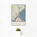 12x18 Duluth Minnesota Map Print Portrait Orientation in Woodblock Style With Small Cactus Plant in White Planter