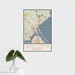 16x24 Duluth Minnesota Map Print Portrait Orientation in Woodblock Style With Tropical Plant Leaves in Water