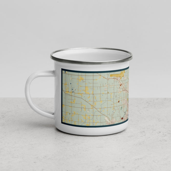 Left View Custom Duluth Minnesota Map Enamel Mug in Woodblock