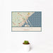 12x18 Duluth Minnesota Map Print Landscape Orientation in Woodblock Style With Small Cactus Plant in White Planter