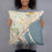 Person holding 18x18 Custom Duluth Minnesota Map Throw Pillow in Woodblock