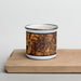 Front View Custom Duncanville Texas Map Enamel Mug in Ember on Cutting Board