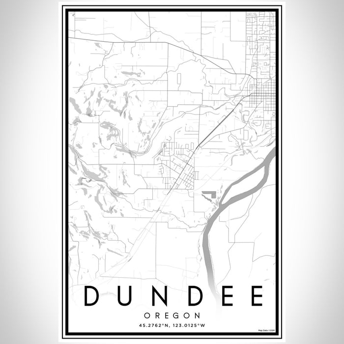 Dundee Oregon Map Print Portrait Orientation in Classic Style With Shaded Background