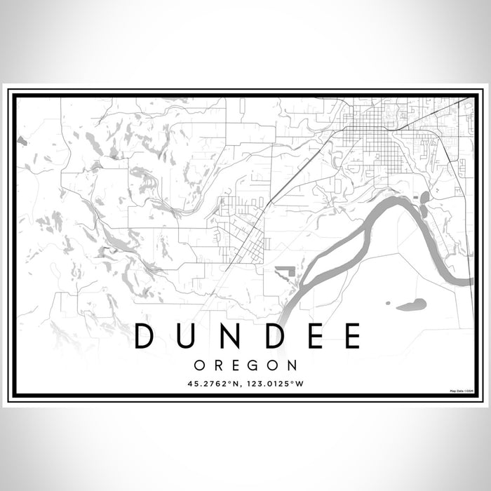 Dundee Oregon Map Print Landscape Orientation in Classic Style With Shaded Background