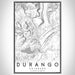 Durango Colorado Map Print Portrait Orientation in Classic Style With Shaded Background