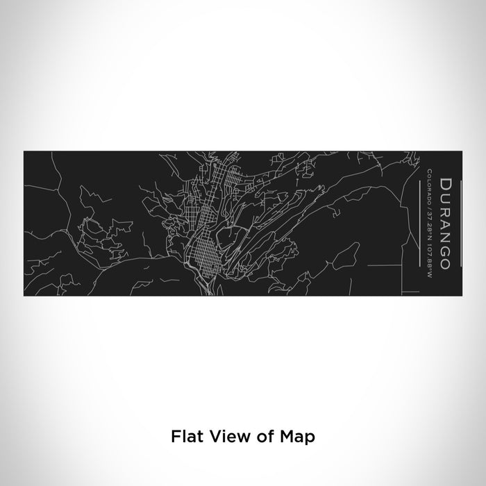 Rendered View of Durango Colorado Map Engraving on 10oz Stainless Steel Insulated Cup with Sliding Lid in Black