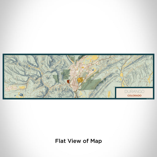 Flat View of Map Custom Durango Colorado Map Enamel Mug in Woodblock