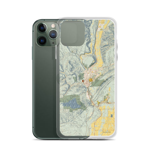Custom Durango Colorado Map Phone Case in Woodblock on Table with Laptop and Plant
