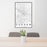 24x36 Durham North Carolina Map Print Portrait Orientation in Classic Style Behind 2 Chairs Table and Potted Plant