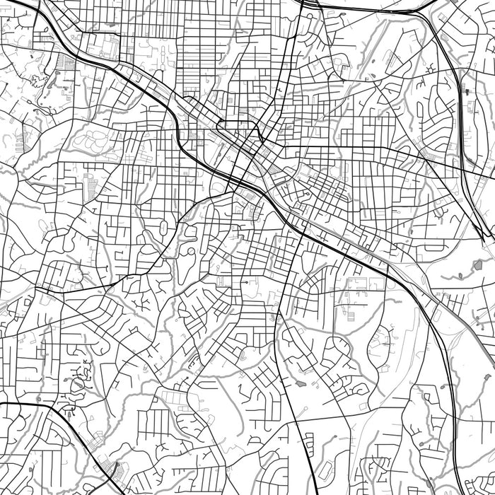 Durham North Carolina Map Print in Classic Style Zoomed In Close Up Showing Details