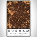 Durham North Carolina Map Print Portrait Orientation in Ember Style With Shaded Background
