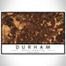 Durham North Carolina Map Print Landscape Orientation in Ember Style With Shaded Background